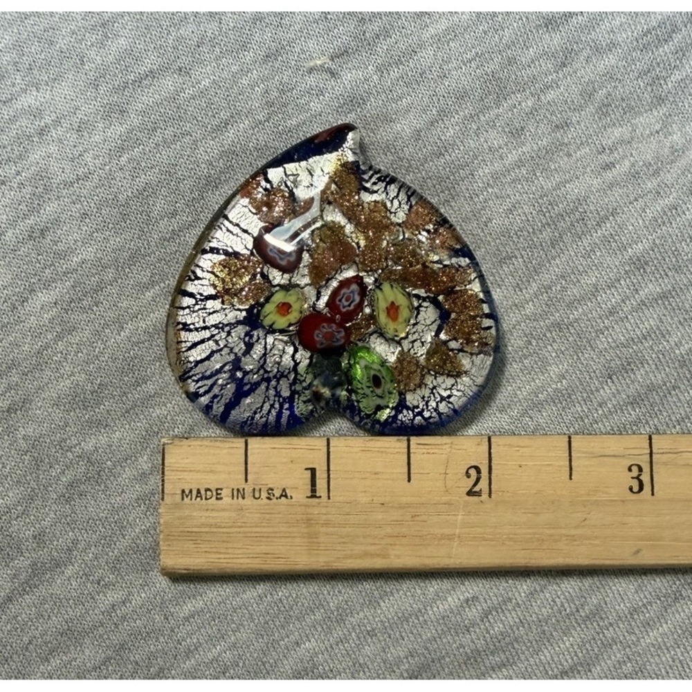 Art Glass PENDANTS (7) Handmade Artisan Flower Butterfly Millefiori Heart Shapes - Picture 8 of 16